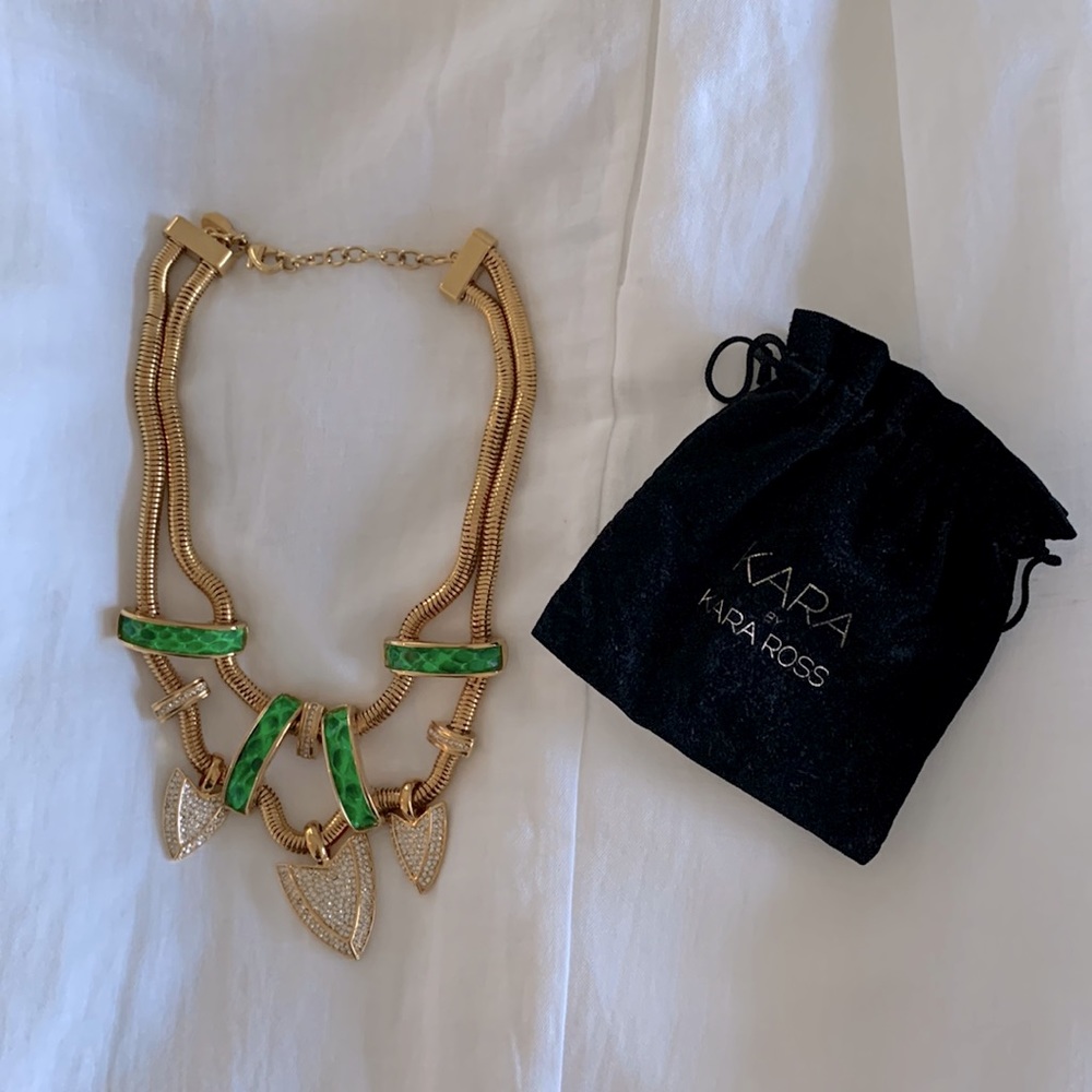 Kara by Kara Ross Gold and Green Statement Necklace